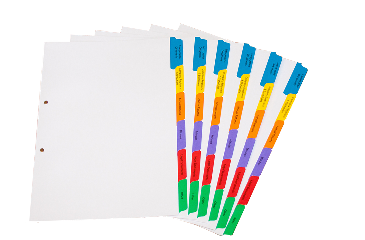 Tabbing Services Custom made tab dividers for your ring binders